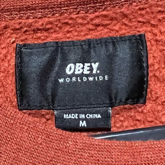 Obey Men's Lofty Creature Comfort Crew Neck Sweatshirt Orange Size Medium - Picture 3 of 4